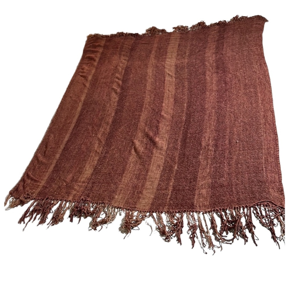🌞 Throw blanket Cozy & warm maroon like color stripes 53” + fringe